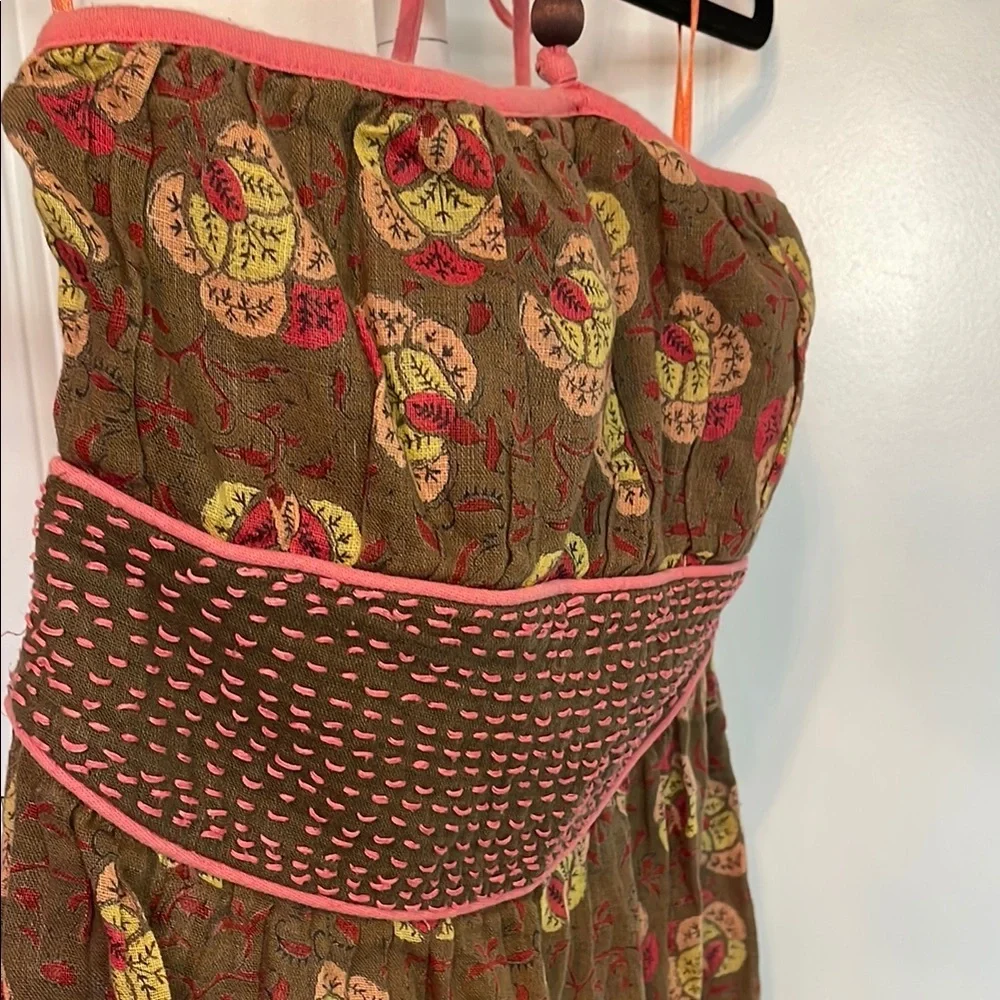 Free People Brown and Pink Halter Tunic